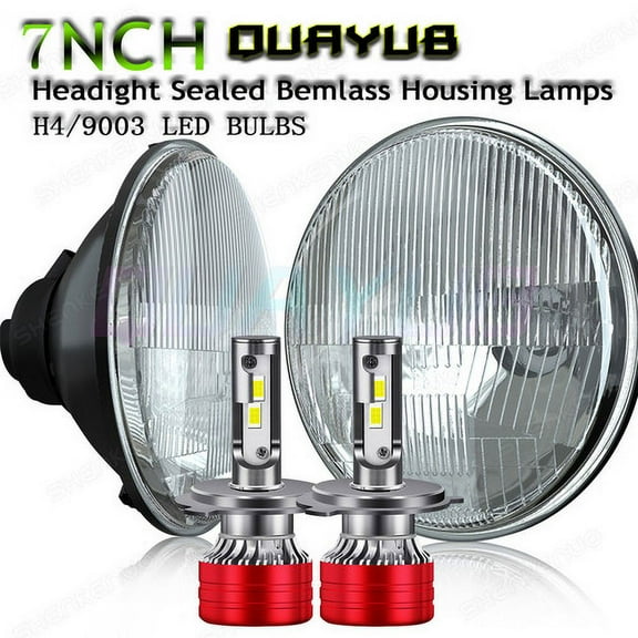 Pair 7" Inch Round LED Headlights Hi/LO Sealed Beam For Ford Mustang 1965-1973