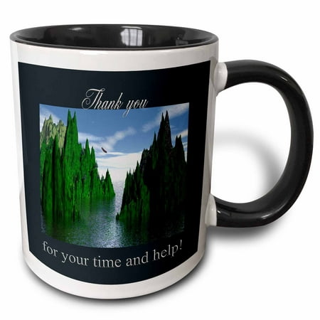 3dRose Thank you for your time and help, Bald Eagle Flying - Two Tone Black Mug,
