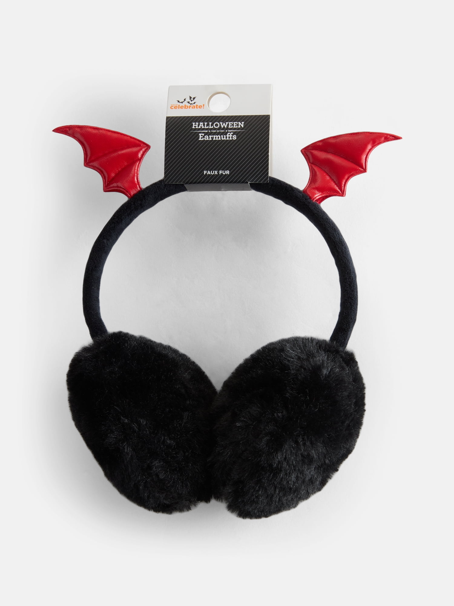 Halloween Women’s Bat Earmuffs from Way to Celebrate, Black/Red