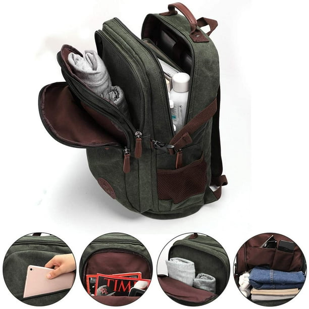 Backpack Men s Canvas 18 Inch Laptop Backpack 35L School Backpack Boys Youth Daily Business Work Backpack Military Green Walmart