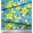 thumbnail image 2 of Soimoi Cotton Poplin Fabric Leaves & Yellow Flower Watercolor Print Fabric by Yard 56 Inch Wide, 2 of 3