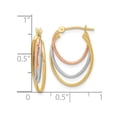 thumbnail image 4 of 14K Yellow, White and Pink Gold Triple Hoop Earrings, 4 of 4