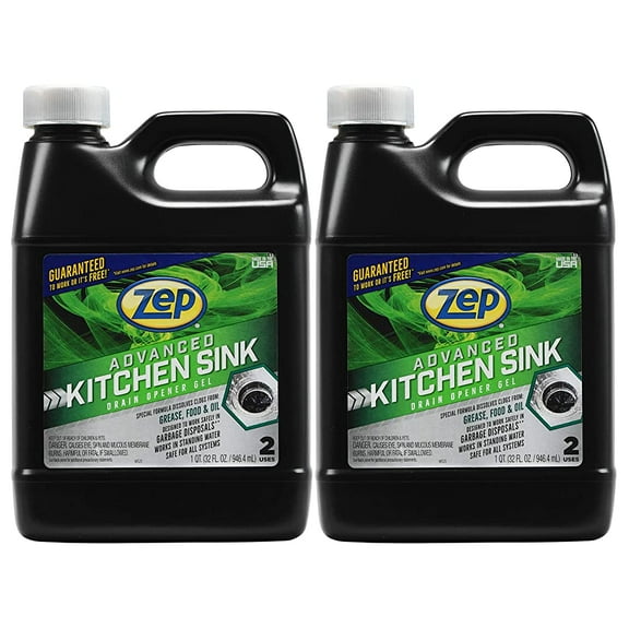 Zep Advanced Kitchen Drain Opener 32 oz (Case of 2) U49710 - Formulated for Grease, Food, and Oil-Safe for Garbage Disposal