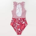 thumbnail image 4 of Fengqque Women Sexy Swimwear Stripe Printed Backless Siamese Swimsuit, 4 of 7
