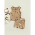 thumbnail image 2 of Chollius Newborn Baby Boy Summer 2Pcs Outfits Sleeveless Sun Rainbow Print Button Vest Top Shorts Set, 2 of 9