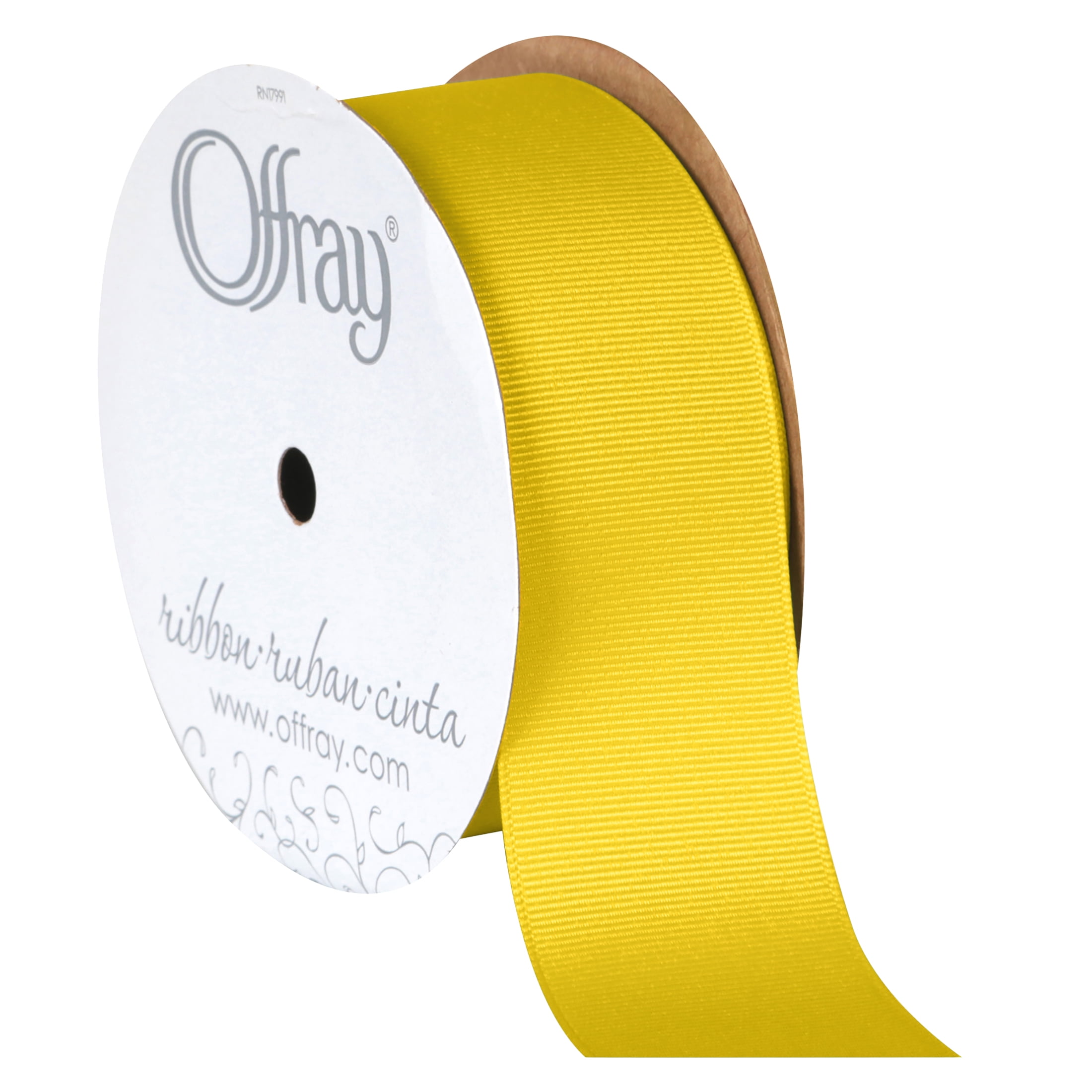 (3 pack) Offray Ribbon, Maize Yellow 1 1/2 inch Grosgrain Polyester Ribbon, 12 feet