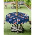 thumbnail image 3 of 4th of July Tablecloth with Umbrella Hole and Zipper Patriotic Stars Stripes Round Outdoor Tablecloths 60 Inch Outside Table Cloths Donuts Cakes Patio Table Cloth Cover for Independence Day Garden, 3 of 5