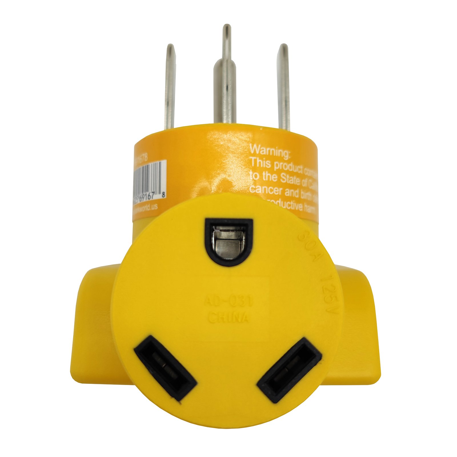 Parkworld 691678 RV Adapter 50A 14-50P male plug to 30A TT-30R female receptacle, right angle