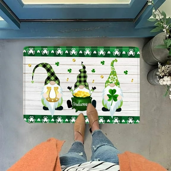 Harpi Area Rugs Living Room Clearance, St. Patrick's Day Door Mat - Front Door Mat - Bath Rug Super Absorbent Quick Dry - Rubber Backing Non Slip Washable Bathroom Floor Mats -Green 16x24 IN