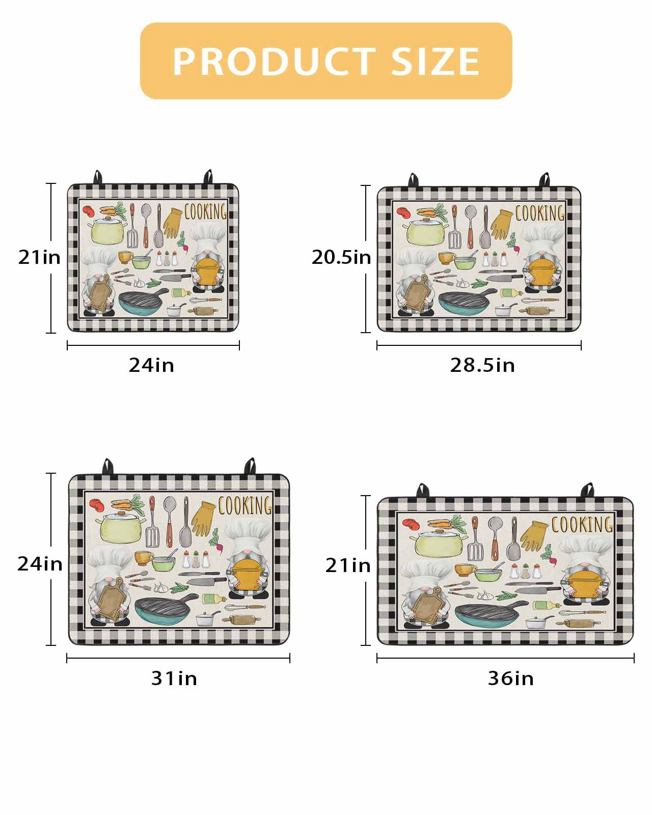 Large Induction Cooktop Protector Mat Kitchenware Gnomes Stove Top Covers for Electric Stove, Kitchen Cooking Tool Retro Plaid Decorative Stove Burner Cover Mats, Glass Top Stove Cover