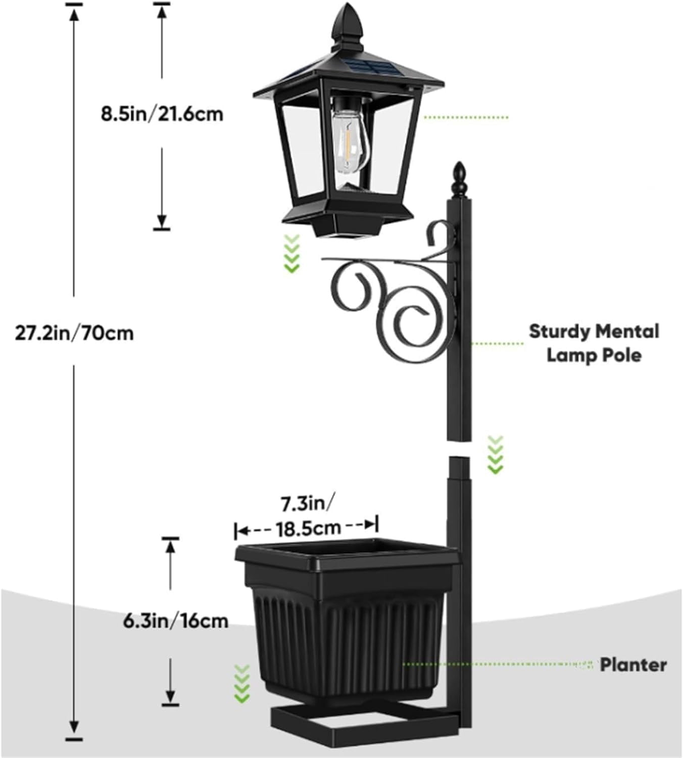 2-in-1 Solar Pathway Light with Planter, Heavy Duty Waterproof Outdoor Lamp Post for Front Door, Porch & Landscape(RL 1 PC)