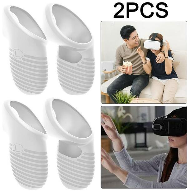 2 Pares Empuñaduras Controlador Silicona Anticaída para Meta Quest 3 (blanco)