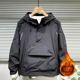thumbnail image 3 of Chaqueta con capucha de primavera para hombre, jersey con bolsillo grande y cremallera, chaqueta holgada impermeable con forro polar, chaqueta de moda, longitud de Material fino, 3 of 5