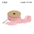thumbnail image 2 of 2pcs 1.5 Inch 10 Yard Satin Double Ruffle Edge Ribbon Pink Solid Color for Hair Bows Sewing Gift, 2 of 6