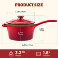 thumbnail image 2 of Hawsaiy 2 QT Cast Iron Sauce Pan with Lid, Enameled Cast Iron Saucepan with Solid Stainless Steel Knob, Even Heating & Self-Basting, Oven Safe up to 500℉, Compatible with All Stovetops, Red, 2 of 10