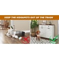 thumbnail image 2 of Farmhouse Double Tilt Out Trash Cabinet for 20 Gallon Trash Cans, Free Standing Recycling Cabinet with Hideaway Drawer, Barn Door Style Laundry Sorter Cabinet, Tilt Out Trash Cabinet for Kitchen, 2 of 16