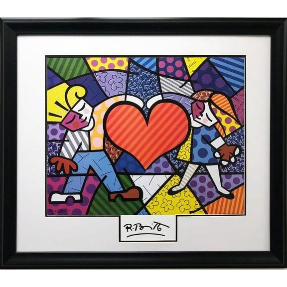 Romero Britto "Heart Kids" (lg) NEWLY CUSTOM FRAMED Art Print Generic