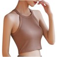 thumbnail image 6 of Fanxing Cotton Camisoles for Women Built in Bra Tank Tops Summer Spaghetti Strap Cami Tank Longline Sports Undershirts Khaki,L, 6 of 6