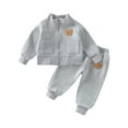 thumbnail image 3 of Swuxness Toddler Fleece Sets, Kids Fall Long Sets, Fall and Winter Children's Clothing Long Sleeved Collar Embroidered Teddy Bear Comfortable Warm Sports Gray, 2 Years, 3 of 5
