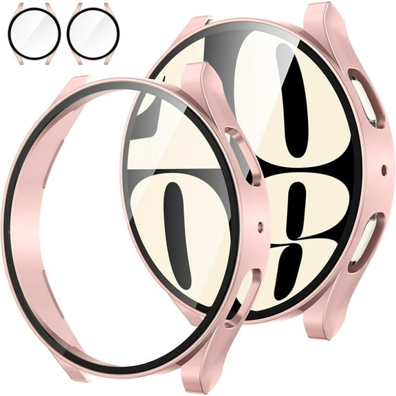 XIHAMA 2Pack Compatible for Galaxy Watch 6 2023 Screen Protector Case 40mm Accessories, Protective Face Cover for 40 mm, Hard Bumper Built-in Tempered Glass Film for Women Men