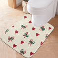 thumbnail image 6 of 2 Piece Bath Mat Set with U-Shaped Toilet Mat and Rectangle Bath Rugs Non Slip Machine Washable Bathroom Mats Ribbons and Hearts Pattern, 6 of 7