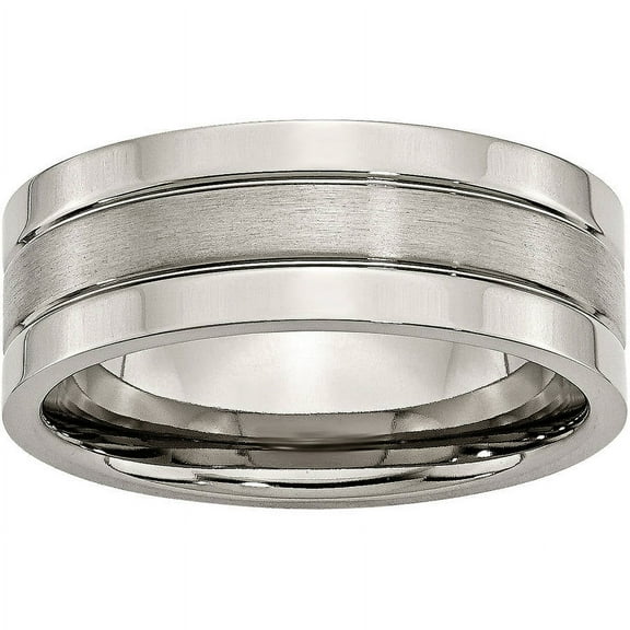 Titanium Grooved 8mm Brushed and Polished Band