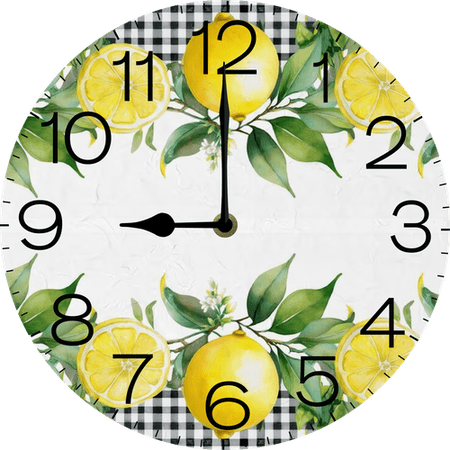 Eveokoki Lemons With Branches Wood Wall Clock Battery Operated Clock Silent 12 Inch Non Ticking Wall Clocks for Bedroom Living Room Decorative