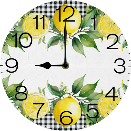 Eveokoki Lemons With Branches Wood Wall Clock Battery Operated Clock Silent 12 Inch Non Ticking Wall Clocks for Bedroom Living Room Decorative