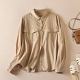 thumbnail image 2 of ATOYSOY Women's Turn Down Collar Tops Fall Loose Cotton Lined Shirts with Pockets Casual Trendy Button Sewatshirts Long Sleeve Blouses Spring Workout Pullovers Yellow M, 2 of 8