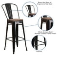 thumbnail image 4 of Flash Furniture 30" High Black-Antique Gold Metal Barstool with Back and Wood Seat, 4 of 11
