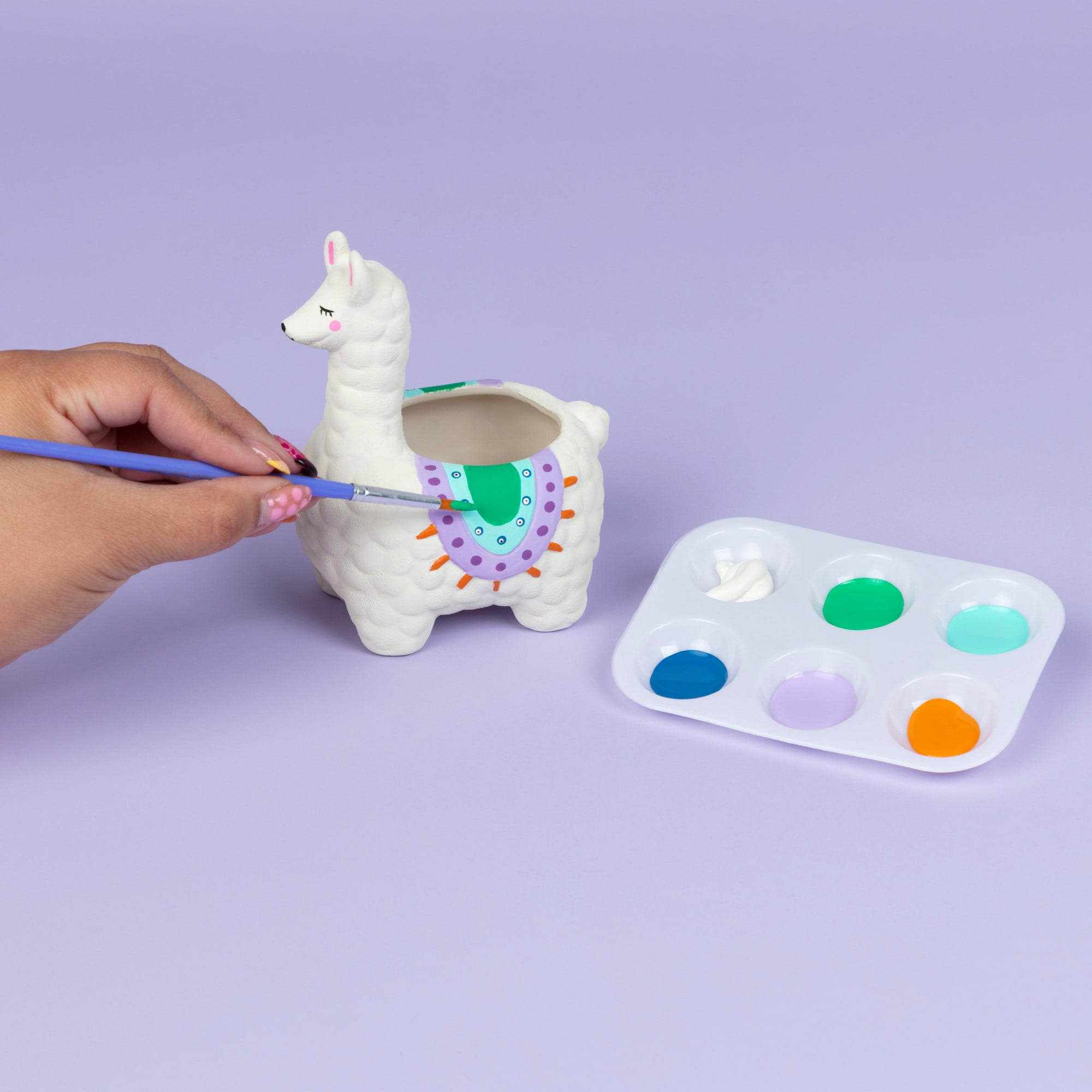 (3 pack) Hello Hobby Paintable Ceramic Llama Planter, White 5"