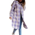 thumbnail image 2 of Yuemengxuan Women's Fashion Mid-Length Plaid Shirt-Style Plus Size Coat Outerwear, 2 of 4