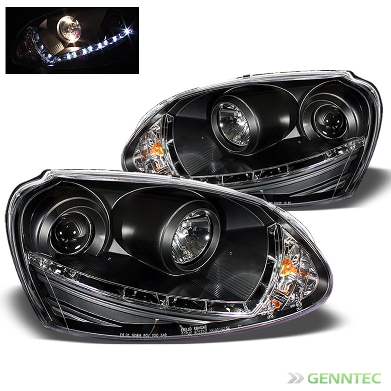 For 2006-2009 GTI Jetta Rabbit Twin Halo LED Projector Headlights Pair