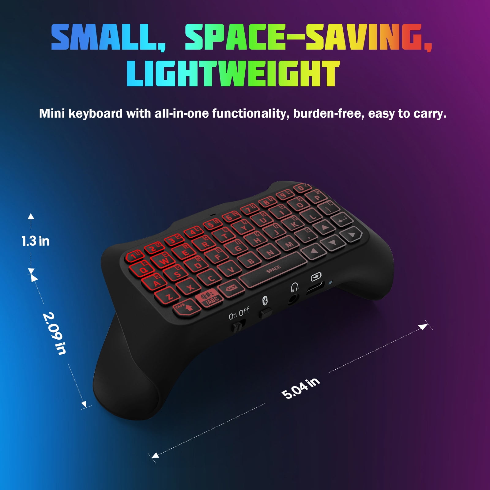 TiMOVO Multi-Color RGB Backlight Keyboard for PS5 Controller, Wireless Keypad Chatpad for PlayStation 5 Controller, Mini PS5 Game Keyboard Built-in Speaker with 3.5mm Audio Jack, Black