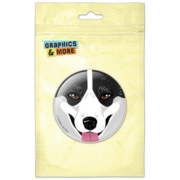 Cardigan Welsh Corgi Face Black and White Dog Refrigerator Button Magnet