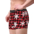 thumbnail image 3 of Kdxio Men's Boxer Briefs with Snowflakes On A Buffalo Plaid Christmas Print - Comfortable and Breathable Underwear for Everyday Wear, 3 of 7