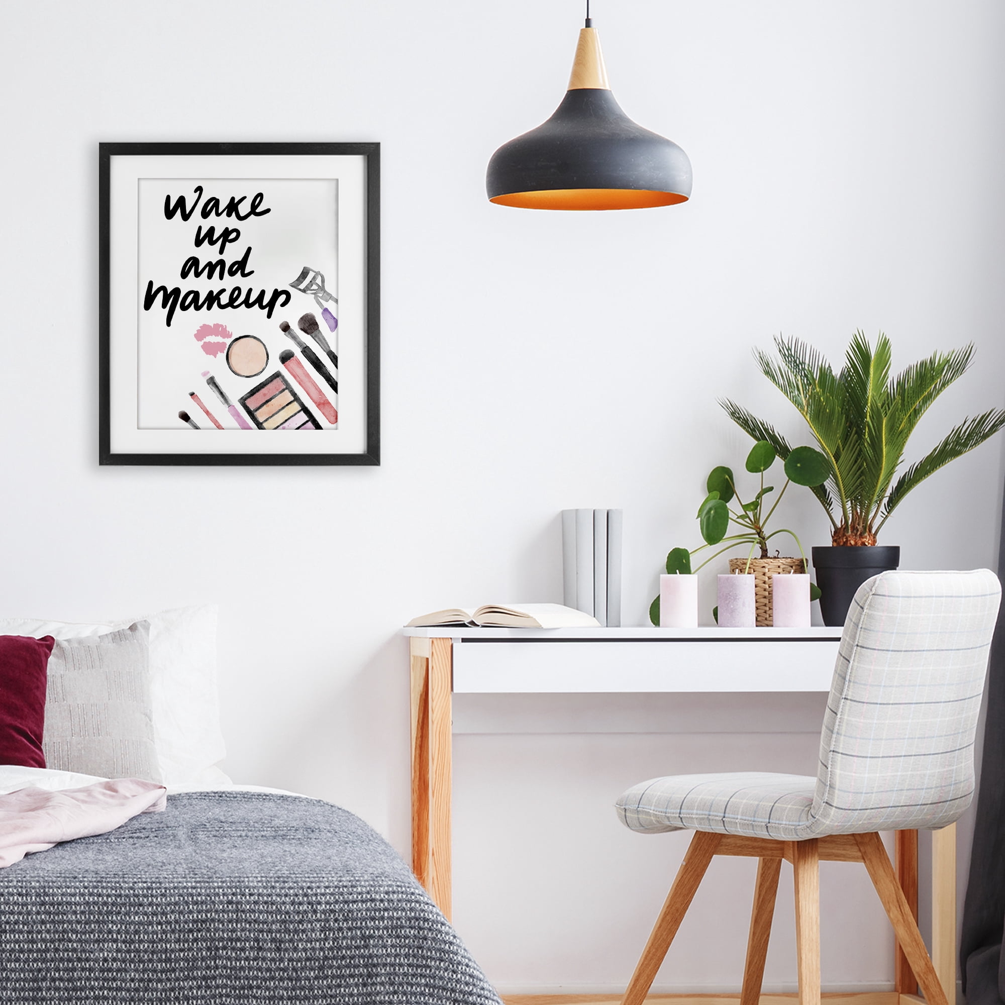 Stupell Industries Wake Up & Makeup Black Framed Print Under Glass, design by Jesse Keith