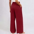 thumbnail image 4 of Mifsaly Wide Leg Linen Pants for Women Flowy Summer Beach Vacation Pant High Waisted Smocked Elastic Waist Casual Trousers with Pockets M, 4 of 5
