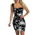 thumbnail image 2 of Lilgiuy Women Printing Sleeveless Sling Dress Backless Casual Buttocks Dress, 2 of 4