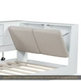 thumbnail image 5 of Wooden Twin Size L-shaped Daybed Floor Corner Bed with Storage Bookcase and Upholstered Headboard and USB Charging Ports for Limited Space, White, 5 of 14