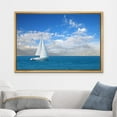 thumbnail image 2 of Framed Canvas Prints Wall Art - Beautiful Seascape White Sail Boat on The Blue Calm Sea | Modern Wall Decor Decoration Stretched Gallery Canvas Wrap Giclee Print &amp; Ready to Hang - 16"x24&quo, 2 of 5