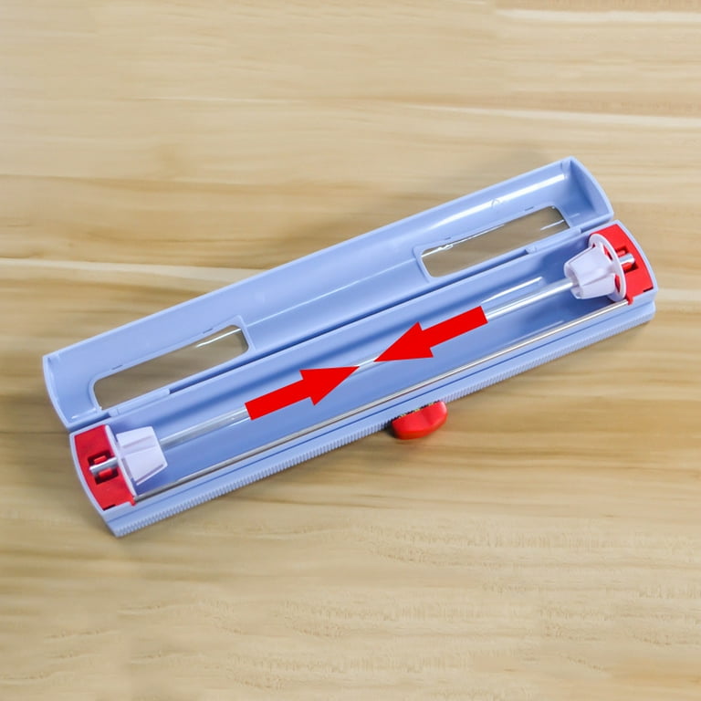 Adjustable Plastic Wrap Dispenser With Slide Cutter - Reusable