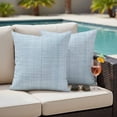 thumbnail image 4 of Misty Blue Rustic Outdoor Waterproof Pillow Covers, Vintage Farmhouse Blue Solid Color Decorative Square Throw Pillowcase Sofa Cushion Sham for Patio/Couch/Chair, 18"x18" 2 Pack, 4 of 8
