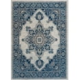 thumbnail image 2 of Hauteloom Istanbul Collection Medallion Area Rug for Living Room Bedroom - Traditional Oriental Style - Vintage Distressed - Blue, Beige, Grey - 6'7" x 9', 2 of 14