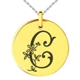 thumbnail image 3 of Tioneer Stainless Steel Letter C Initial Floral Monogram Engraved Small Medallion Circle Charm Pendant Necklace, 3 of 4