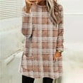 thumbnail image 5 of Womens Plaid Sherpa Sweatshirt Long Sleeve Crewneck Fleece Pullover Fuzzy Fall Winter Loungewear Tops with Pockets, 5 of 5