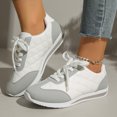 thumbnail image 2 of Womens Trainer Running Walking Shoes Casual Anti Slip Retro Fashion Quilted Low Wedge Sneakers Lace up Athletic Tennis Shoes, 2 of 6