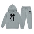 thumbnail image 2 of Angala 2 Piece Outfits For Girls Hooded Long Sleeve Bowknot Print Sweatshirt With Jogger Pants Set Girls Fall Season Wear Clothes, 2 of 3