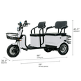 thumbnail image 3 of Massimo MGC 800W 3-Seat Scooter with Front and Back Storage Golf Cart, White, 3 of 9