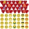 28 Packs Kids Valentine Party Favors Set with 28 Emoji Eraser Filled Hearts and Valentine Cards for Kids Classroom Exchange, Cute Emoji-Themed Erasers for Kids Valentine Exchange, Gift & Game Prize